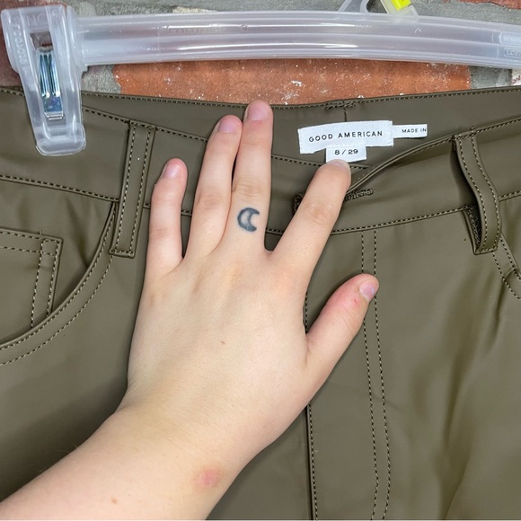 Green Leather Cargo Pants - Picture 3 of 5